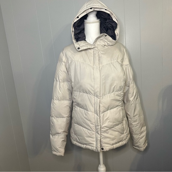 Women's Cream Hooded Puffer Jacket - Picture 1 of 6